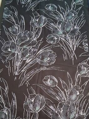Home Dec Fabric Black Floral Tulip Print Fabric Yardage From Vintage Chris Stone